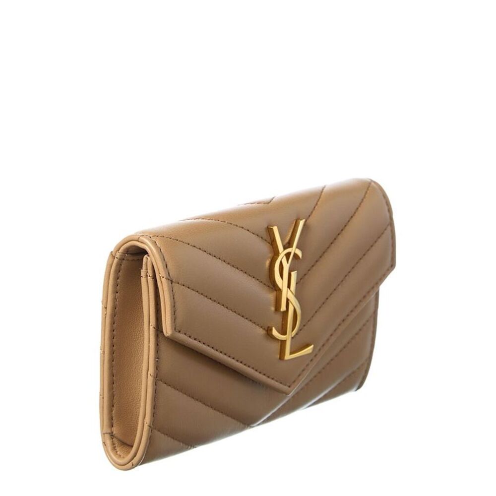 Saint Laurent Small Matelasse Leather Envelope Wallet, Brown - Picture 4 of 5